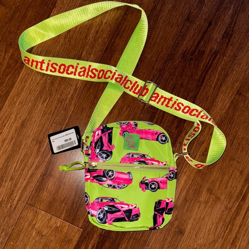 Anti Social Social club Green and Pink Crossbody Bag